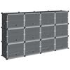 vidaXL Estanter&iacute;a de cubos con 12 compartimentos y puertas PP negro