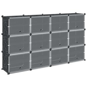 vidaXL Estanter&iacute;a de cubos con 12 compartimentos y puertas PP negro