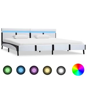 vidaXL Estructura de cama con LED sin colch&oacute;n blanco 180x200 cm