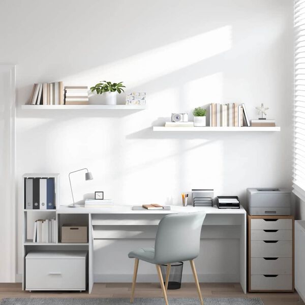 vidaXL Estante flotante pared 2 uds MDF blanco brillo 120x23,5x3,8 cm