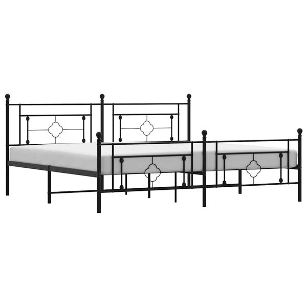 vidaXL Estructura cama sin colch&oacute;n con estribo metal negro 193x203 cm