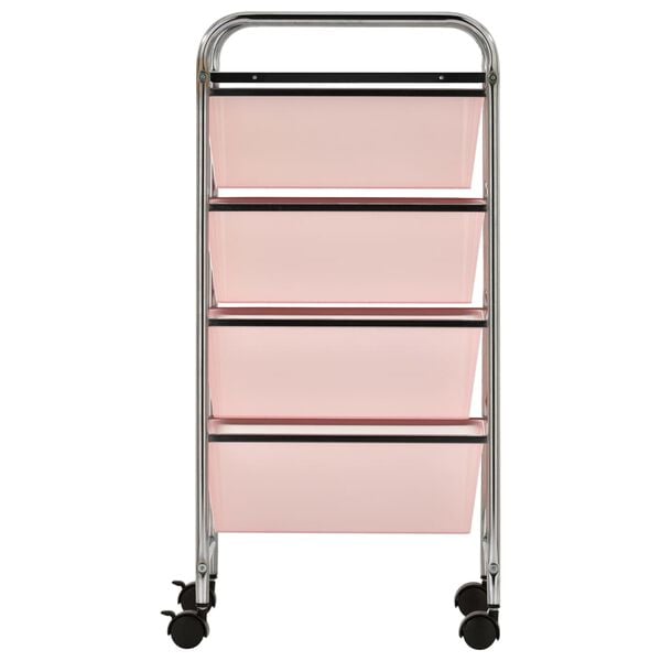vidaXL Carrito de almacenaje port&aacute;til 4 cajones pl&aacute;stico rosa