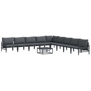 vidaXL Conjunto de sof&aacute;s de jard&iacute;n con coj&iacute;n 10 pcs Negro Acero