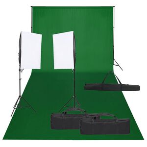 vidaXL Kit de estudio fotogr&aacute;fico con set de luces y fondo