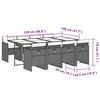 vidaXL Set comedor jard&iacute;n 9 pzas y cojines rat&aacute;n sint&eacute;tico gris