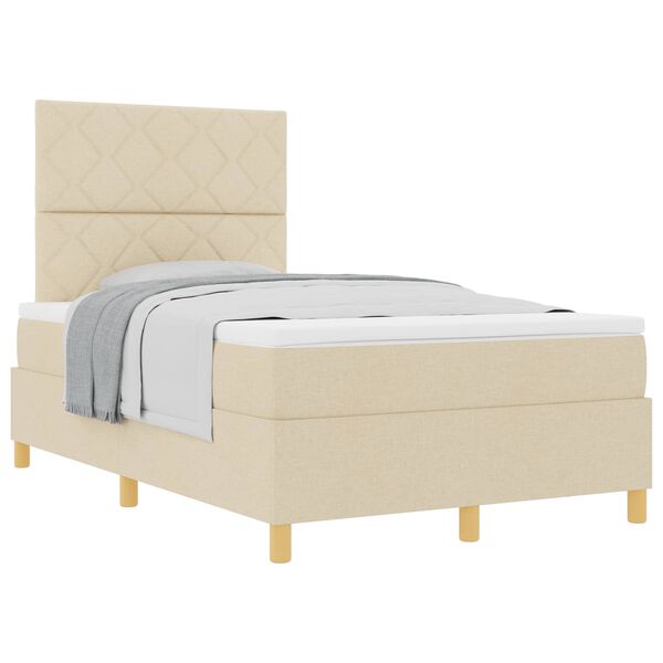 vidaXL Cama tipo Box Spring con cabecera Crema 120 x 190 cm tela
