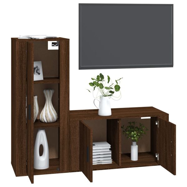 vidaXL Set de muebles para TV 2 pzas madera contrachapada roble marr&oacute;n