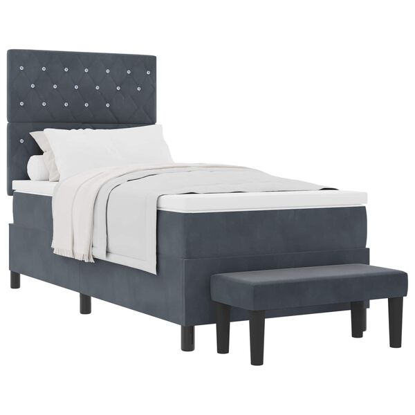 vidaXL Cama tipo Box Spring Gris oscuro 90 x 200 cm Terciopelo