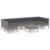 vidaXL Set de muebles de jard&iacute;n 8 pzas y cojines rat&aacute;n sint&eacute;tico gris