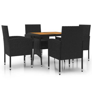 vidaXL Juego de comedor de jard&iacute;n 5 piezas rat&aacute;n sint&eacute;tico negro