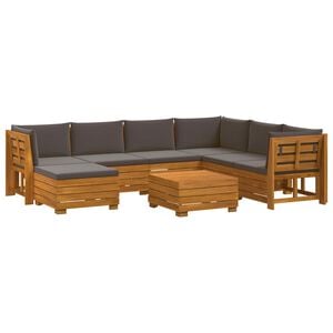 vidaXL 8 uds. Conjunto de sof&aacute;s de exterior Madera de Acacia S&oacute;lida