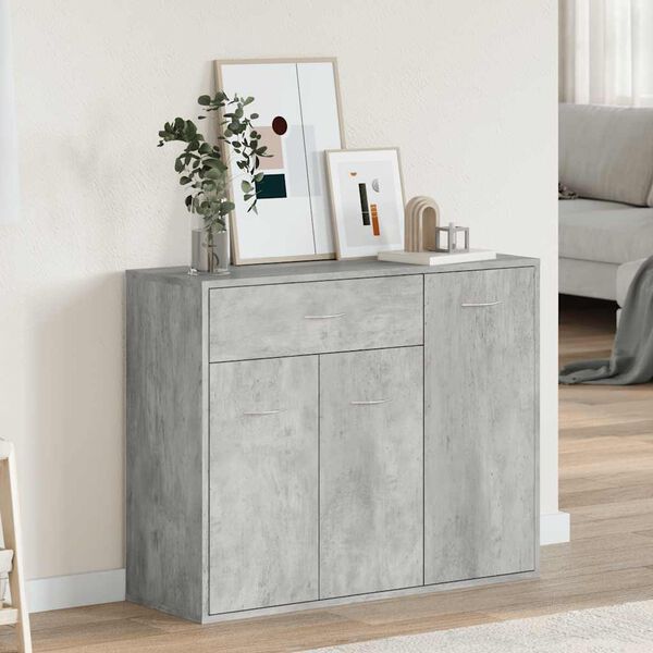 vidaXL Aparador de madera contrachapada gris hormig&oacute;n 88x30x70 cm