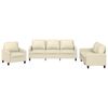 vidaXL Juego de sof&aacute;s con cojines 3 piezas cuero sint&eacute;tico crema