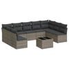 vidaXL Set de sof&aacute;s de jard&iacute;n 10 pzas con cojines rat&aacute;n sint&eacute;tico gris
