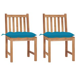 vidaXL Sillas de jard&iacute;n 2 unidades madera maciza de teca con cojines