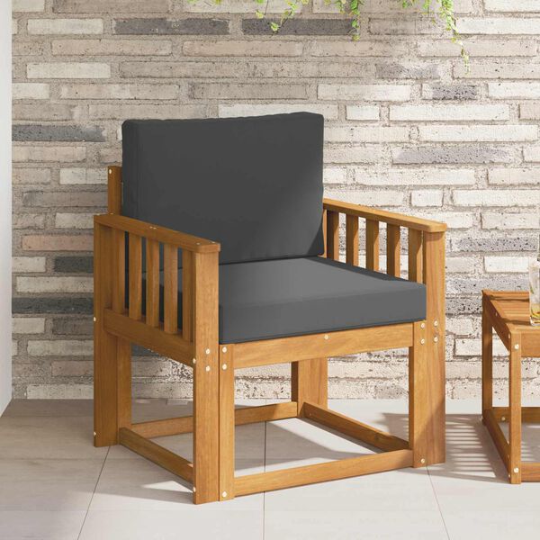 vidaXL Sof&aacute; de exterior Madera de Acacia S&oacute;lida y Poli&eacute;ster Natural