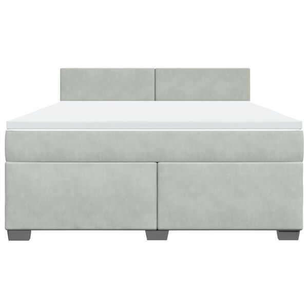 vidaXL Cama box spring con colchón terciopelo gris claro 180x200 cm