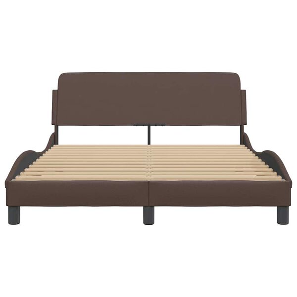 vidaXL Estructura de cama Dover cuero sint&eacute;tico marr&oacute;n 120x200cm