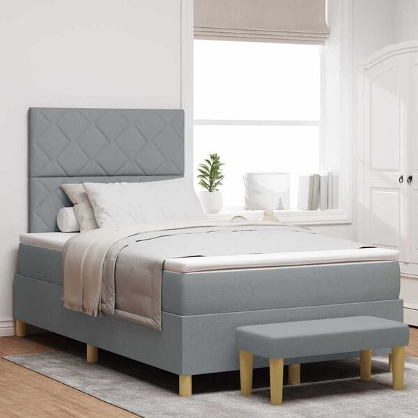 vidaXL Cama tipo Box Spring con colch&oacute;n Gris claro 120 x 190 cm tela