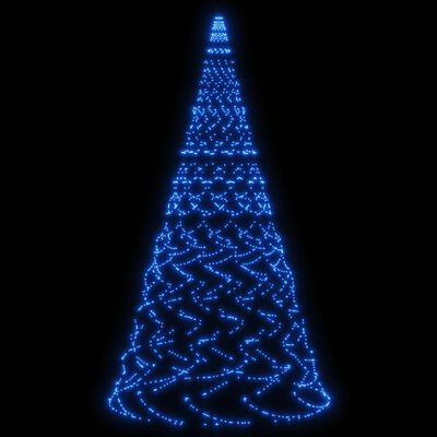 vidaXL Árbol de Navidad en asta de bandera 1400 LED azul 500 cm