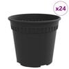 vidaXL Maceta Redonda para Flores 24 pcs Negro &Oslash; 19 x 16 cm Pl&aacute;stico