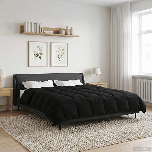 vidaXL Edred&oacute;n de Invierno Acolchado Negro 200 x 240 cm Microfibra