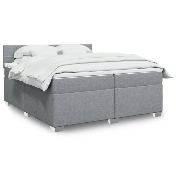 vidaXL Cama box spring con colch&oacute;n tela gris claro 200x200 cm