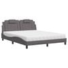 vidaXL Cama Viana con colchón cuero sintético gris 160x200 cm