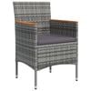 vidaXL Juego de comedor de jard&iacute;n 7 piezas con cojines gris y negro