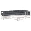 vidaXL Juego de muebles jardín 6 piezas y cojines madera maciza blanco