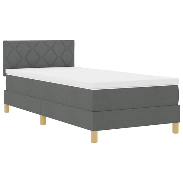 vidaXL Cama box spring con colchón Gris oscuro 90 x 200 cm tela