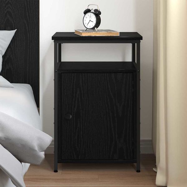 vidaXL Armario de Noche Roble negro Madera contrachapada