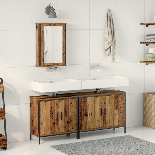 vidaXL Unidades de Tocador de Ba&ntilde;o 3 pcs Marr&oacute;n Madera contrachapada