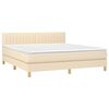 vidaXL Cama box spring con colch&oacute;n tela color crema 160x200 cm