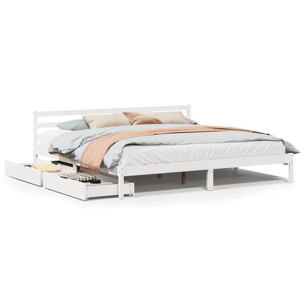 vidaXL Cama sin colch&oacute;n madera maciza de pino blanca 180x200 cm