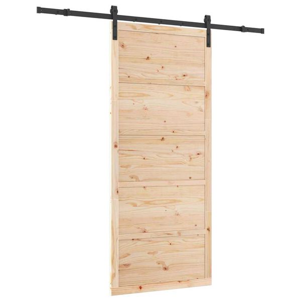vidaXL Puerta Corredera Marr&oacute;n 90 x 208 cm Madera de pino macizo