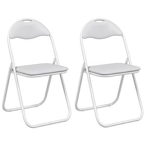 vidaXL Silla Plegable 2 pcs y gris 48 x 43,5 x 81 cm Cuero sint&eacute;tico