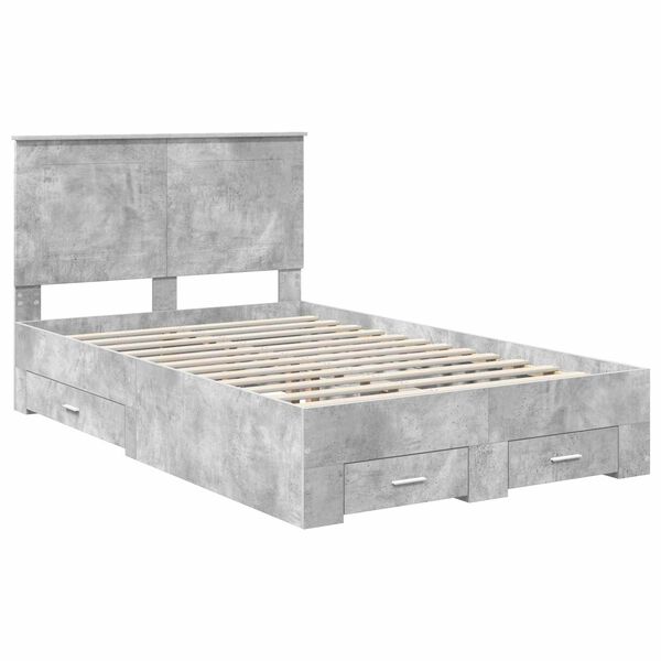 vidaXL Estructura de cama con cabecera Gris Concreto 120 x 200 cm