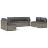 vidaXL Set de muebles de jard&iacute;n 7 pzas y cojines rat&aacute;n sint&eacute;tico gris
