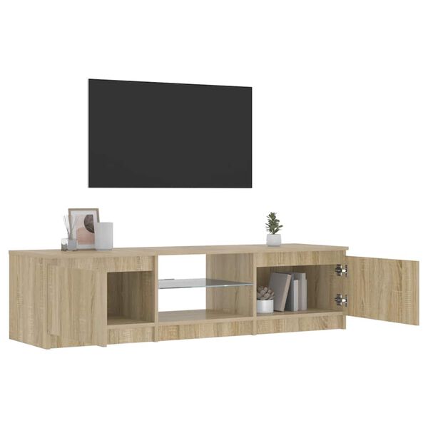 vidaXL Mueble de TV con luces LED roble ahumado 140x40x36 cm