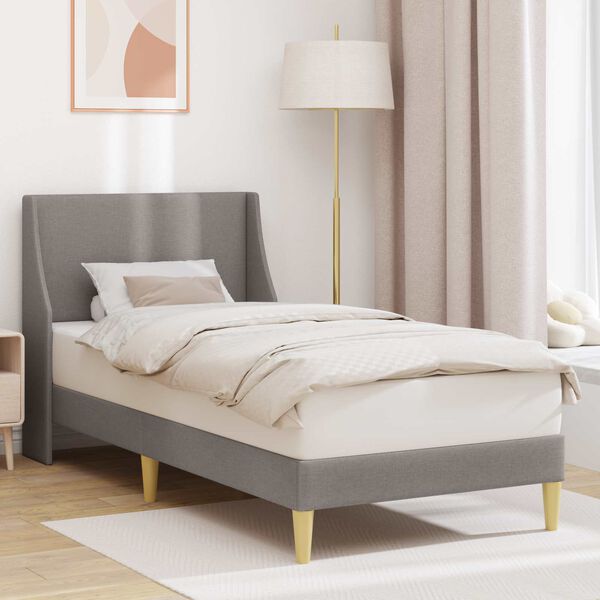 vidaXL Estructura de cama con cabecera Taup&eacute; 90 x 190 cm tela