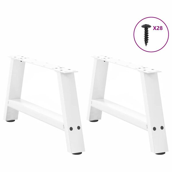 vidaXL Patas para mesa de centro en forma de A (2 unidades), color blanco, 60 x (30-31) cm, acero