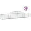 vidaXL Cestas de gaviones 5 uds forma de arco hierro 300x30x40/60 cm