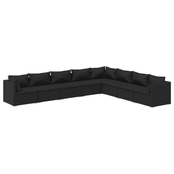 vidaXL Set de muebles de jardín 8 pzas y cojines ratán sintético negro