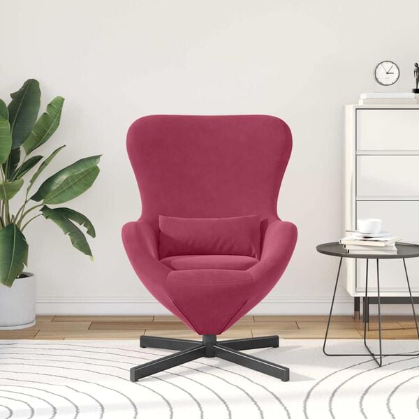 vidaXL Sill&oacute;n huevo Rojo vino 63 x 73 x 90 cm Terciopelo
