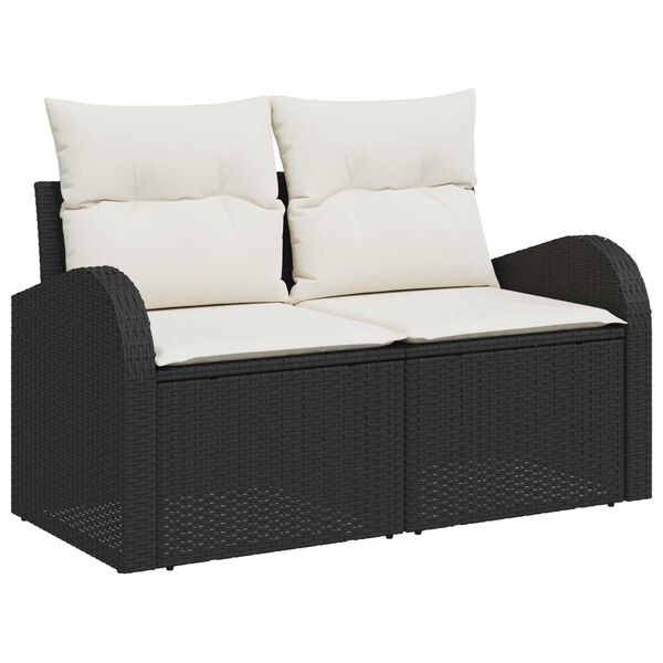 vidaXL Conjunto de sofá de jardín 5 pcs Negro Rattan de Poliéster