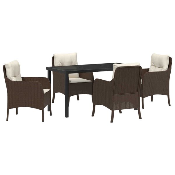 vidaXL Conjunto de Comedor de Jard&iacute;n 5 pcs Marr&oacute;n rat&aacute;n sint&eacute;tico