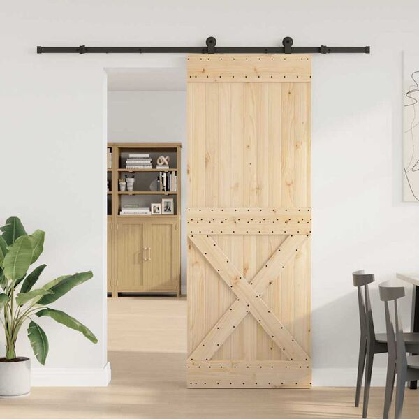 vidaXL Puerta corredera con herrajes madera maciza de pino 85x210 cm