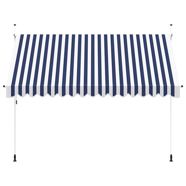 vidaXL Toldo manual retr&aacute;ctil 350 cm azul y blanco a rayas