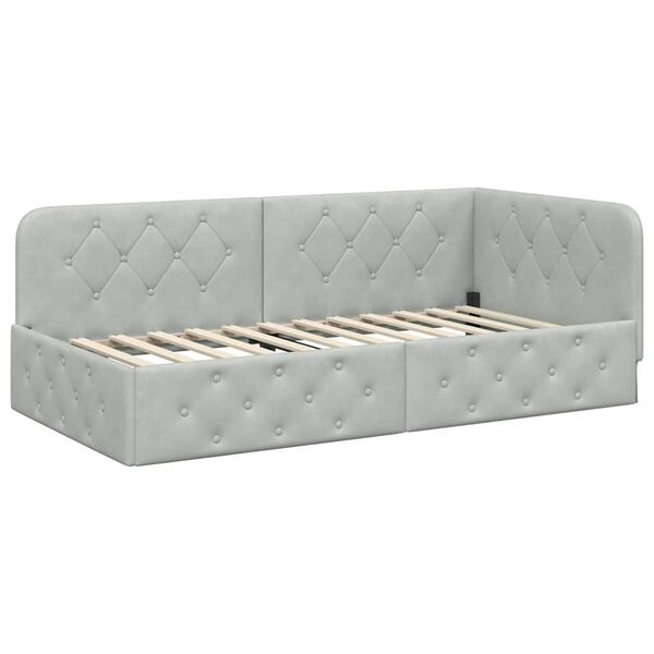 vidaXL Estructura de cama en esquina Gris Claro 100 x 200 cm